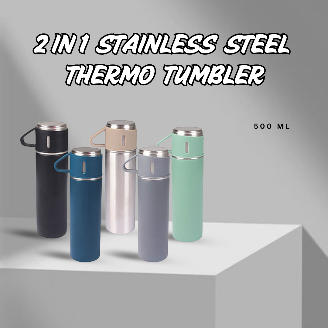2 In 1 Stainless Steel Thermo Tumbler